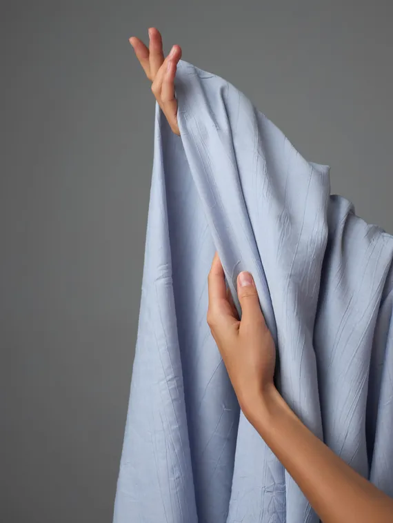 Ткань хлопок креш "жатка", Китай, лавандово-голубой