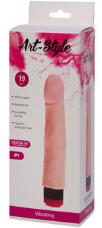 Art-Style №1 – реалистичный вибратор с большой розовой головкой, неоскин, телесный, 22 см