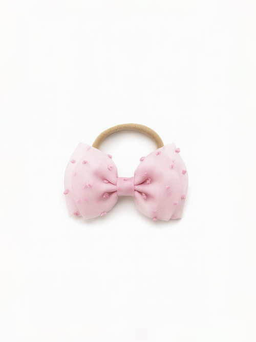 Повязка бантик фатиновый, Светло-розовый