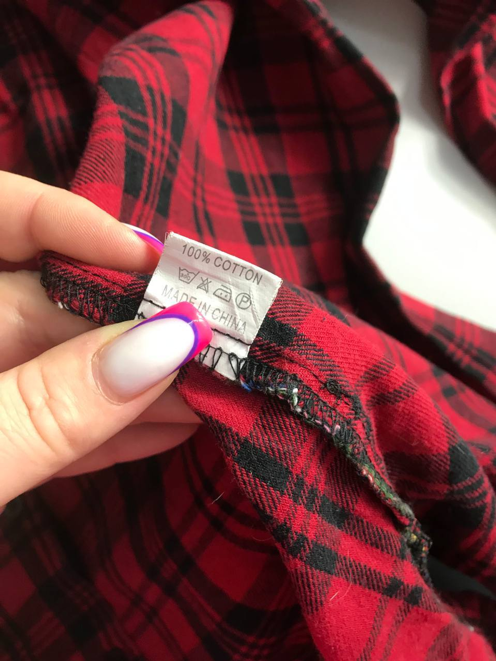 Рубашка удлиненная в клетку, визуально 46/48 размер