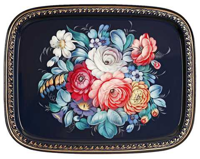 Жостовский поднос декоративный, размер 45х35 см (A19), металлический