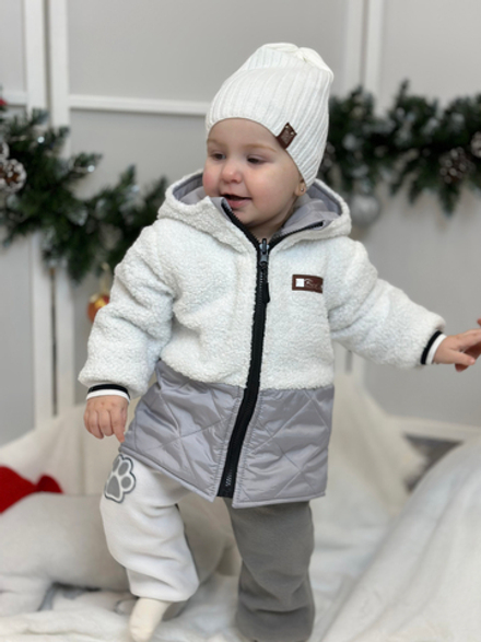 Шапочка вязаная в рубчик Чиполлино Сахар полушерсть RinaAmari