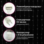 Электрогирлянда-занавес комнатная "Штора" 3х2 м, 144 LED, холодный белый свет, 220 V, ЗОЛОТАЯ СКАЗКА, 591351