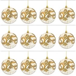 GAEM Набор из 12шт Украшение новогоднее Шар "Золотое напыление", D10 см, L44 W33 H11 см