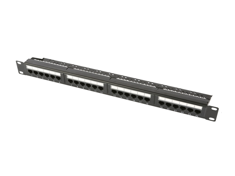 Патч-панель Ripo 19", 1U, 24 порта, Cat.6 (Класс E), 250МГц, RJ45/8P8C, 110/KRONE, T568A/B