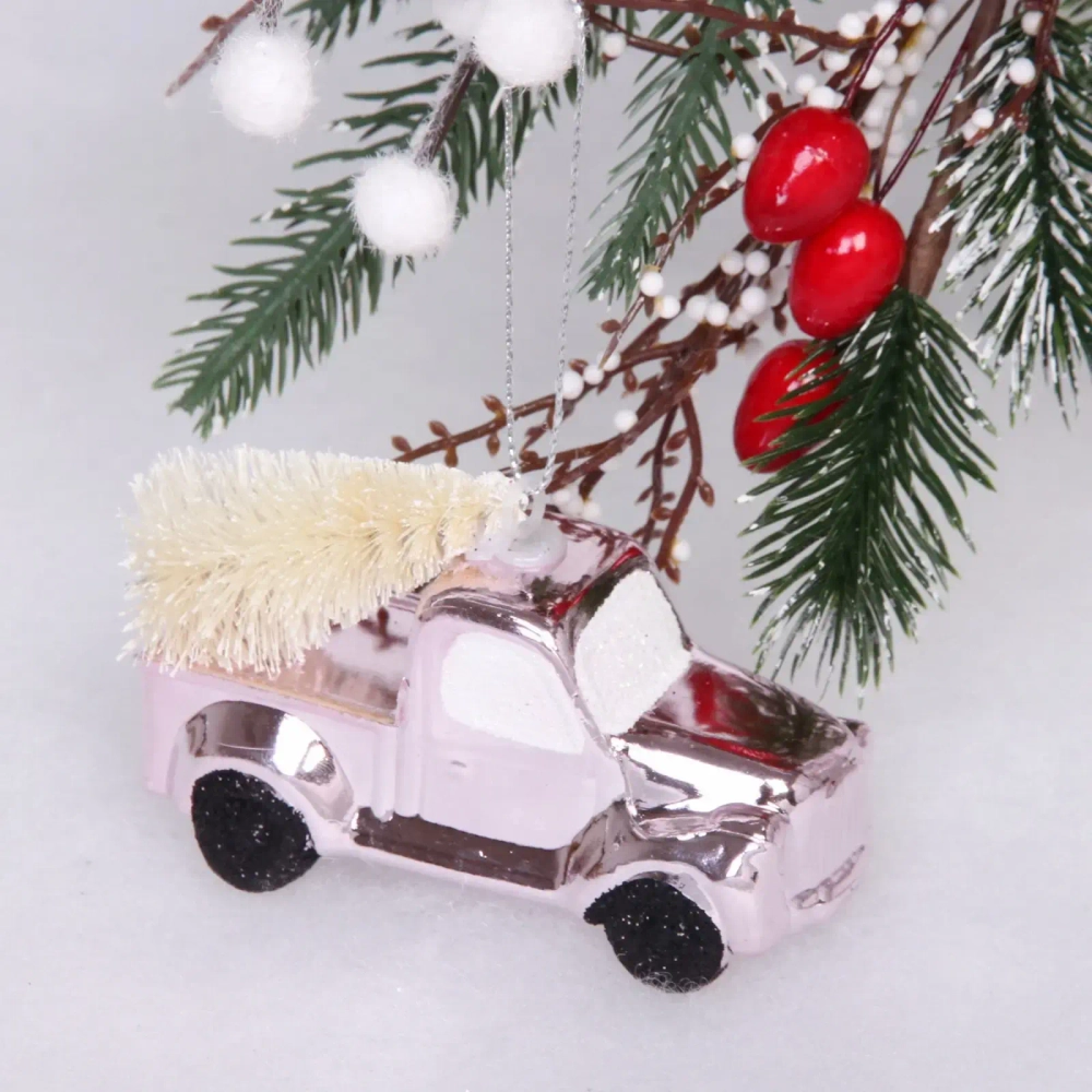 Ёлочная игрушка «Новогодний экспресс» 4*9*11 см, розовый