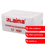 Салфетки бумажные 400 шт. 24х24 см "Big Pack" белые 100% целлюлоза LAIMA (6 штук в упаковке)