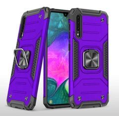 Противоударный чехол для Xiaomi Redmi K40 / Redmi K40 Pro +/ Poco F3 фиолетовый с пластиной для магнитного автодержателя и кольцом подставкой