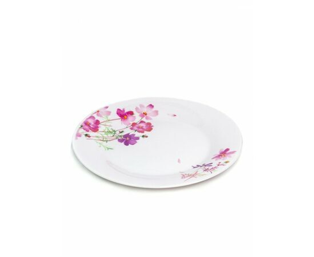 Тарелка десертная МФК-профит Лютики, фарфоровая, белая, диаметром 19см / посуда для кухни