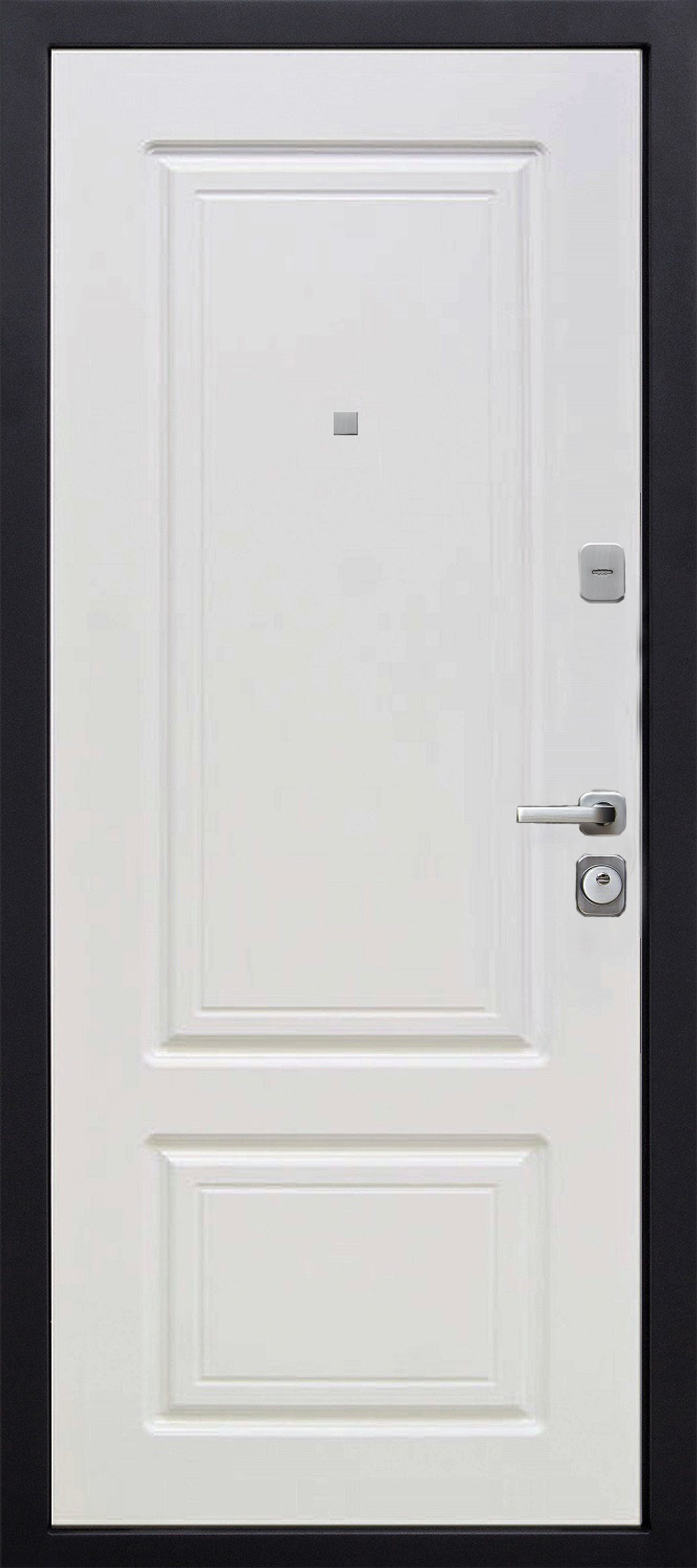 Входная металлическая дверь 9 см ТОЛСТЯК   букле черный, белый ясень/ грецкий орех