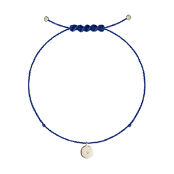 браслет «луна» из белого золота на синей нити