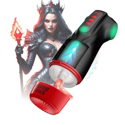 Интерактивный мастурбатор Raven с вакуумом, вибрацией и подсветкой (Цвет: черный)