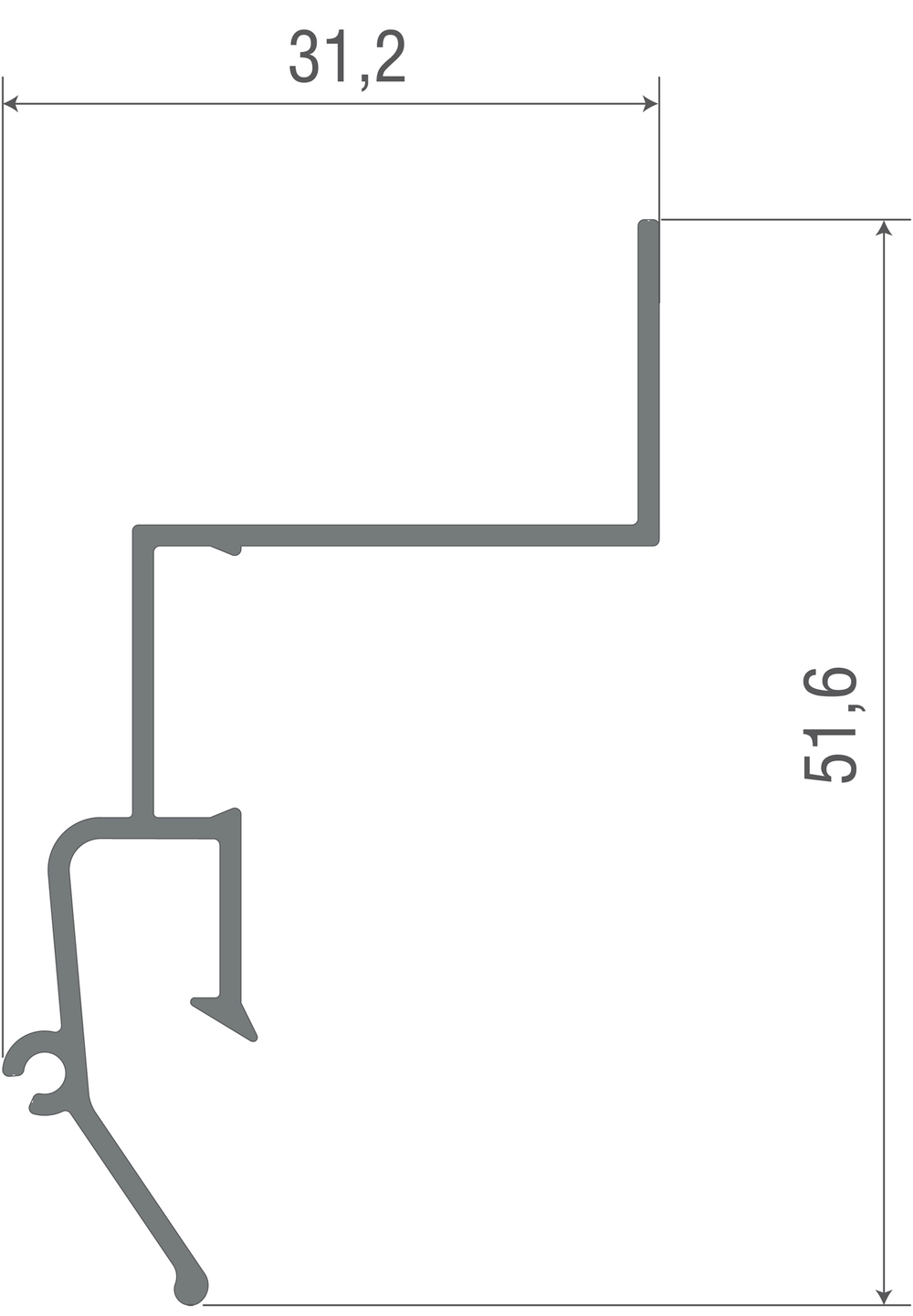 Алюм. профиль под натяжной потолок с подсветкой,  стена/потолок,  31, 2х51, 6х2000мм. В комплекте матовый экран,  черный