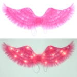 Крылья карнавальные «Яркий полёт» 63*21 см, Розовый с т.белой подсветкой