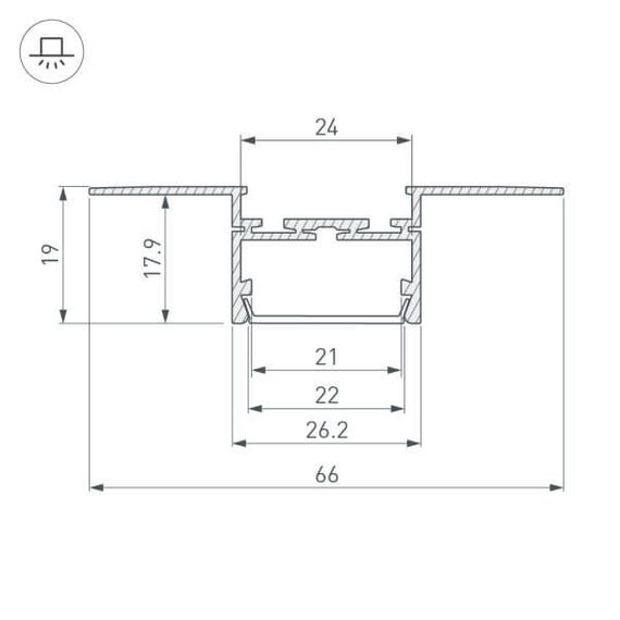 Профиль Arlight PLS-LOCK-H19-T-HIDE-2000 (ARL, Алюминий) 033693