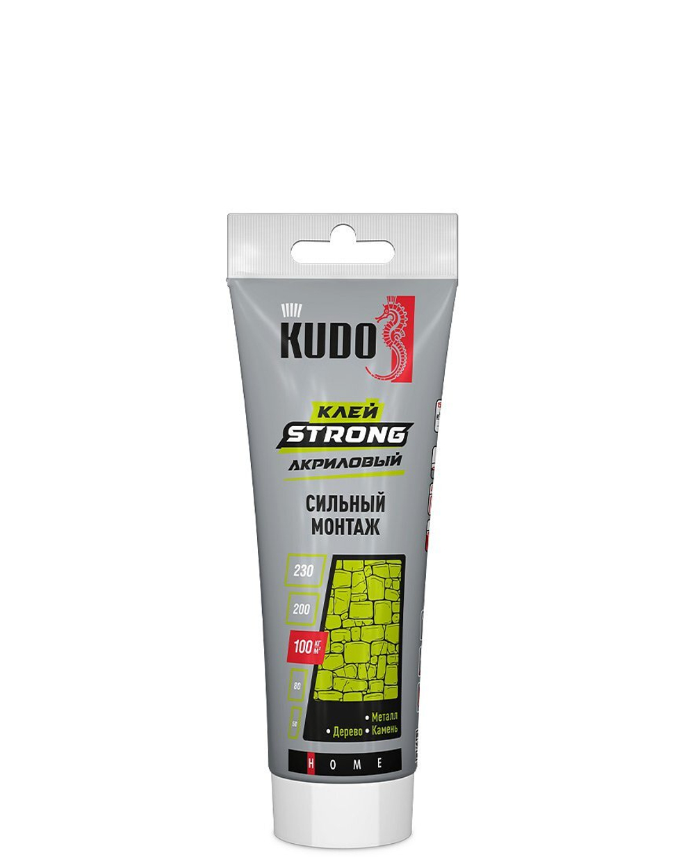 Клей KUDO HOME Strong для сильного монтажа, на акриловой основе, белый, тюбик 200 мл новинка!