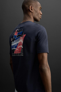 ZARA ФУТБОЛКА С ПРИНТОМ PARIS, МОРСКОЙ СИНИЙ