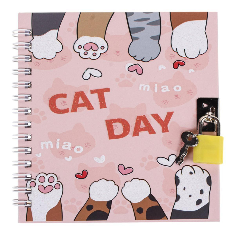 Блокнот "Лапка" на гребне, 45 л, с замочком, 4 вида микс