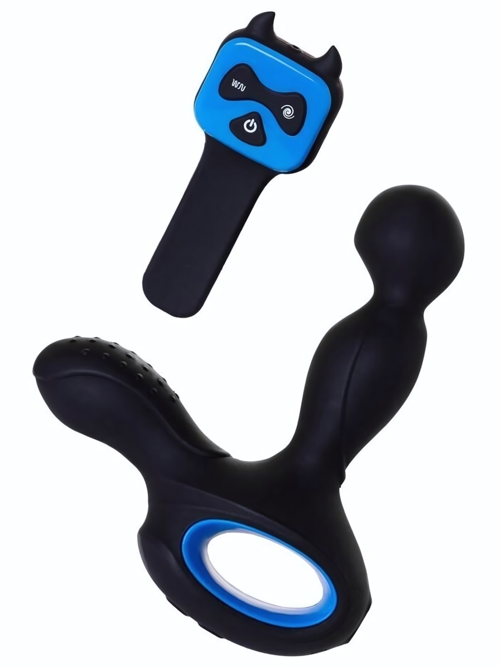 Вибростимулятор простаты с подогревом (Цвет: черный с синим)