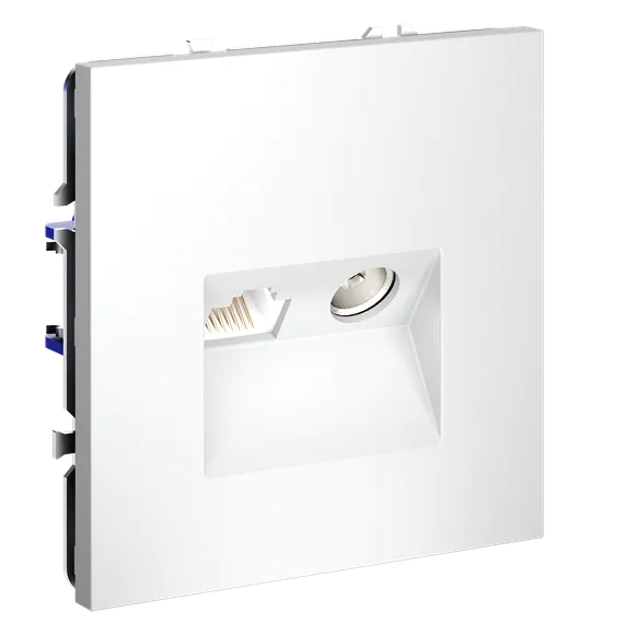 Розетка телевизионная встраиваемая VOLTUM S70 TV+RJ45 кат. 6, (белый матовый) vls060702