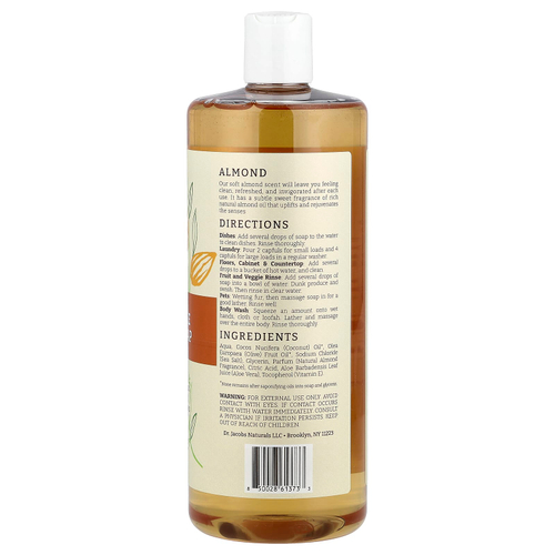 Dr. Jacobs Naturals, Чистое кастильское универсальное мыло на растительной основе, миндальное масло, 946 мл (32 унции)