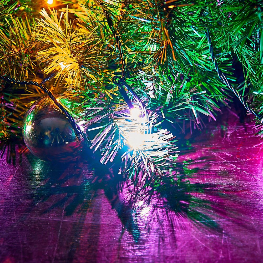 ULD-S1000-100-DGA MULTI-2 IP20 Гирлянда светодиодная. 10м. 100 светодиодов. Голубой. желтый. зеленый. розовый свет. Провод зеленый. ТМ Uniel