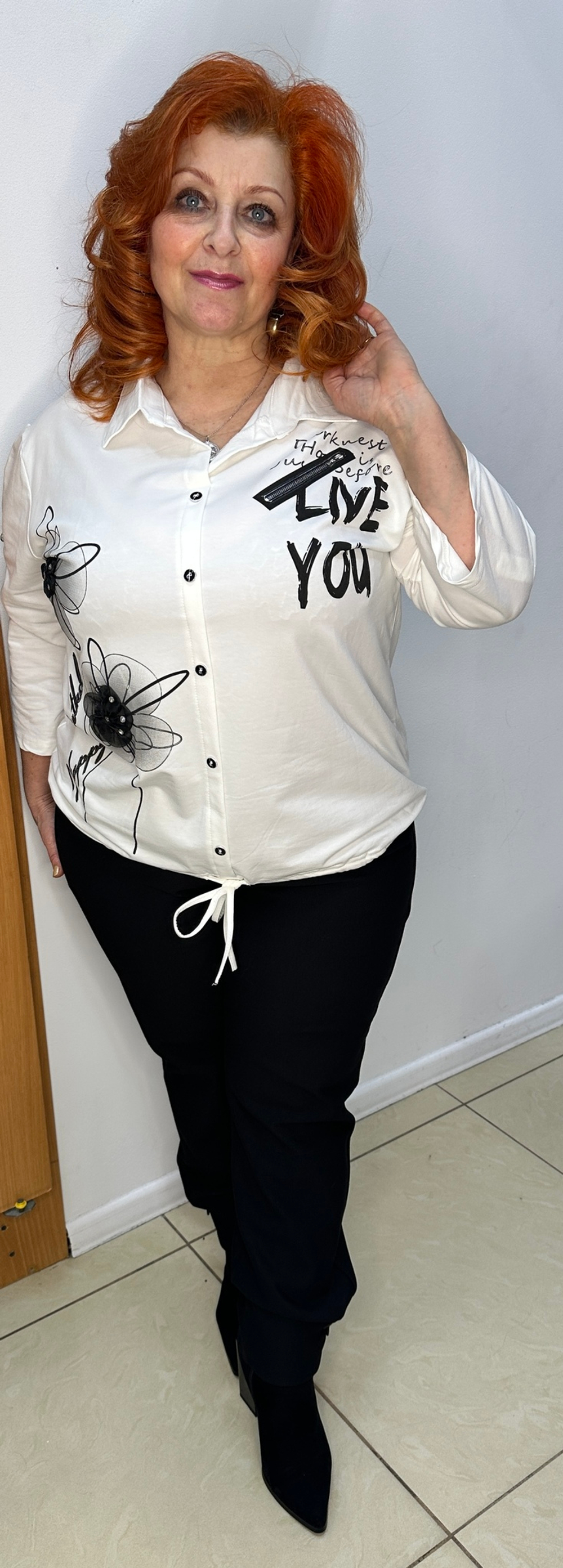 Белый коттоновый блузон "обманка"