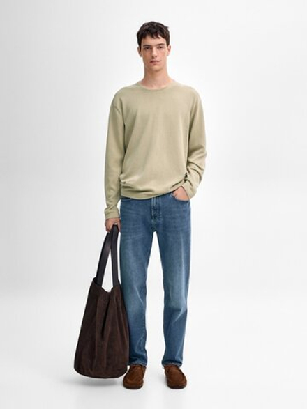 Massimo Dutti Свитер с круглым вырезом, зеленый