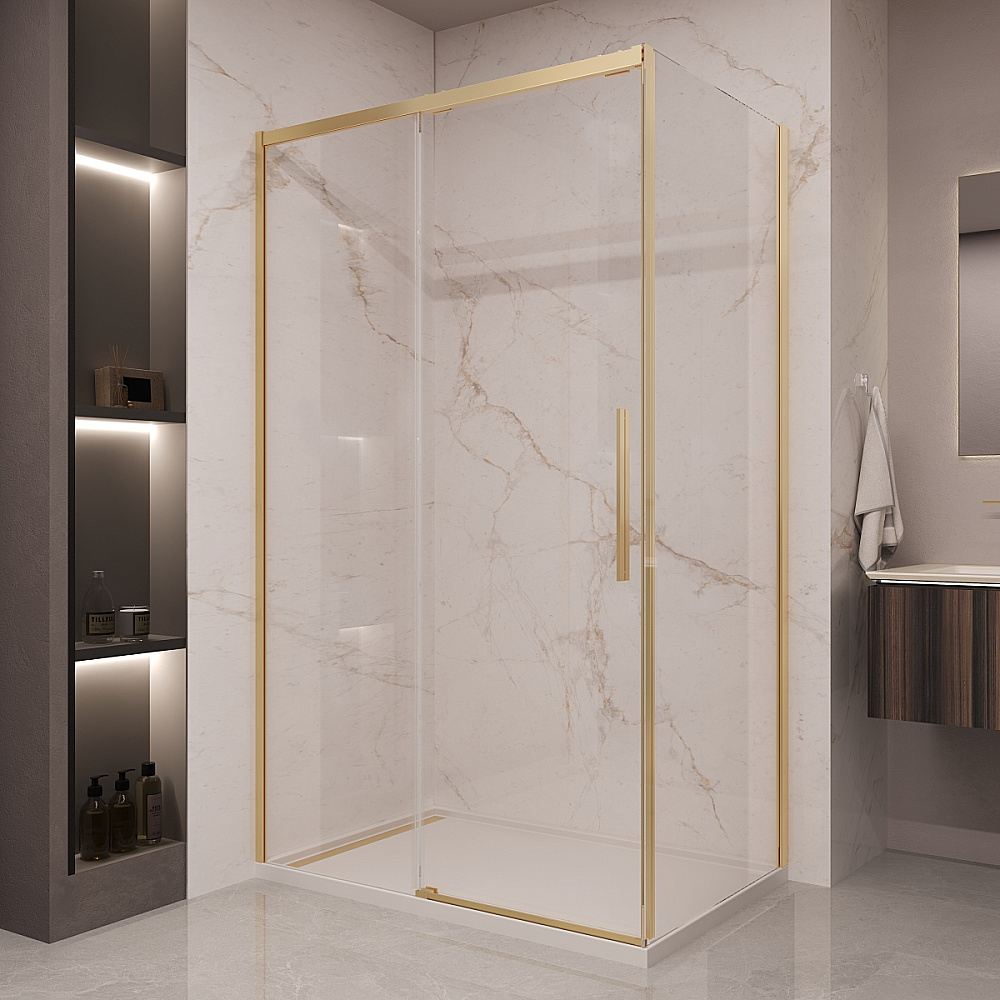 Душевой уголок Vincea Stella 150х90 VSR-1ST9015CLG стекло прозрачное/профиль брашированное золото