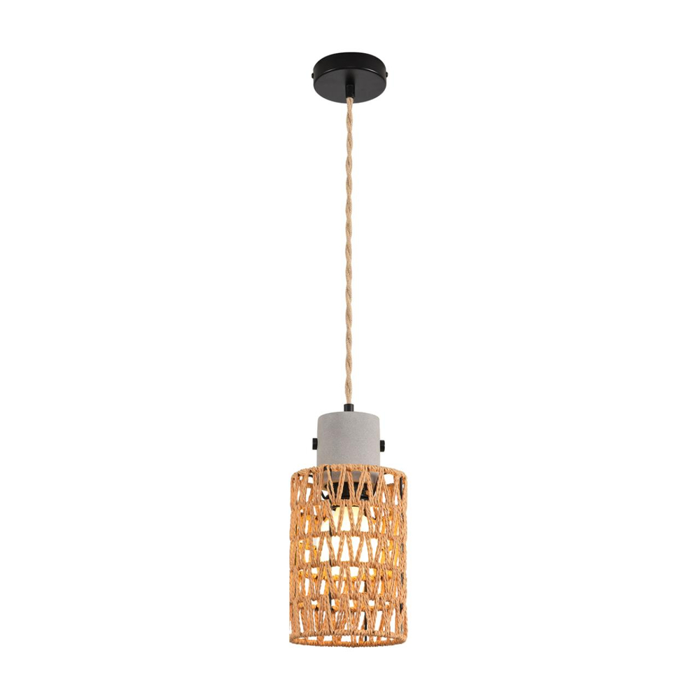 8366/1A ECO LN26 327 черный/серый/бежевый, бетон/металл/джутовый шнур Подвес E27 LED 10W 220V BOHO