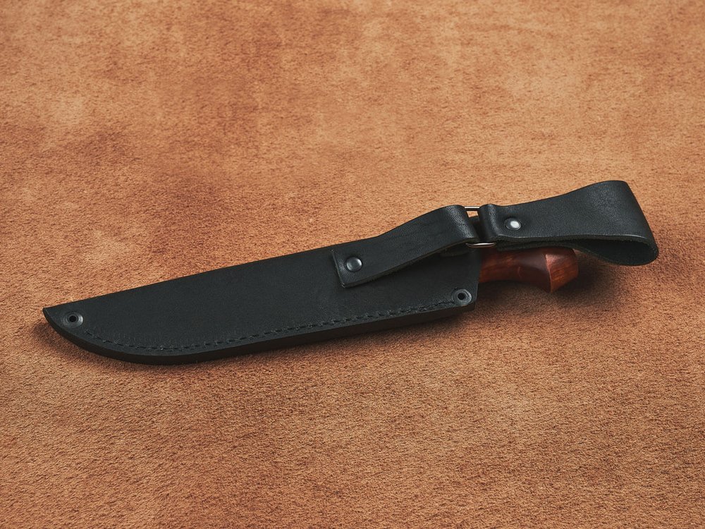 Финский нож Пуукко, дамасская сталь, рукоять мореная карельская берёза