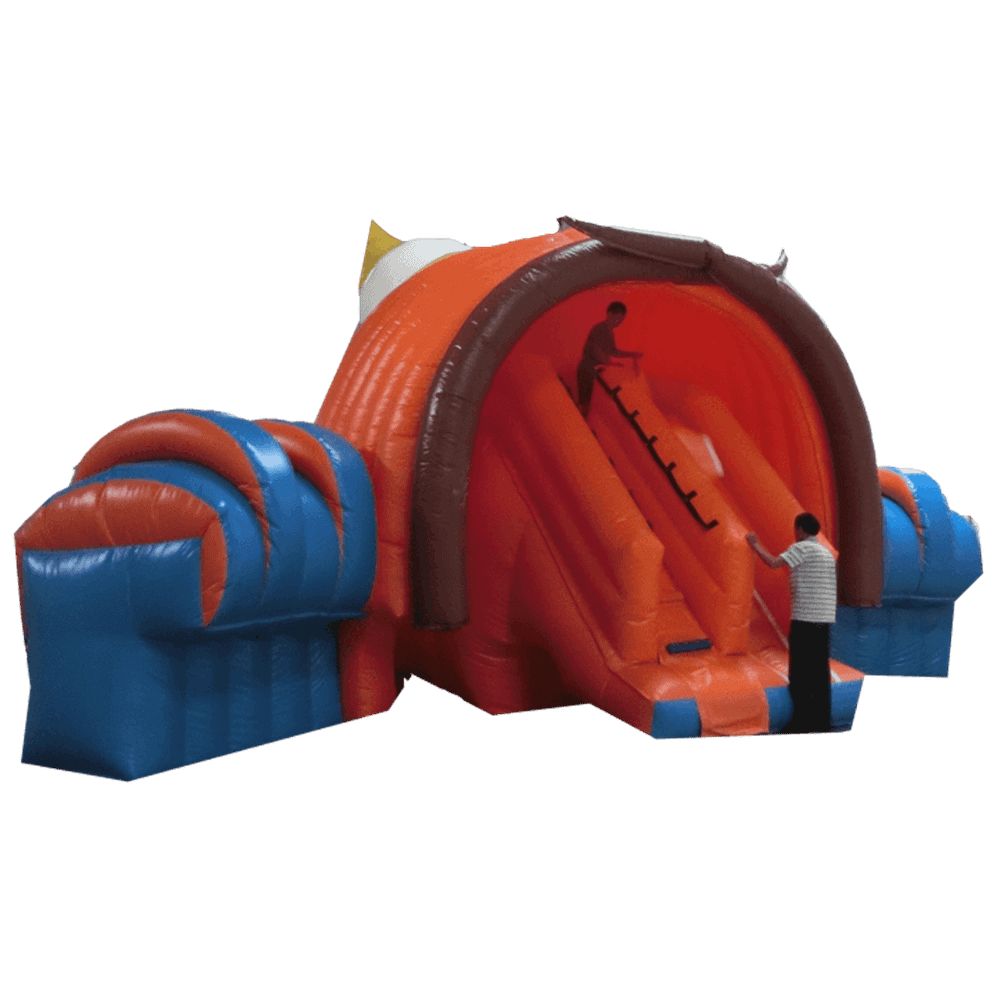 Коммерческий надувной батут с крышей "Рожок"