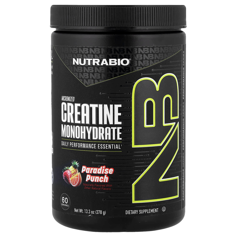 NutraBio, микронизированный моногидрат креатина, Paradise Punch, 378 г (13,3 унции)