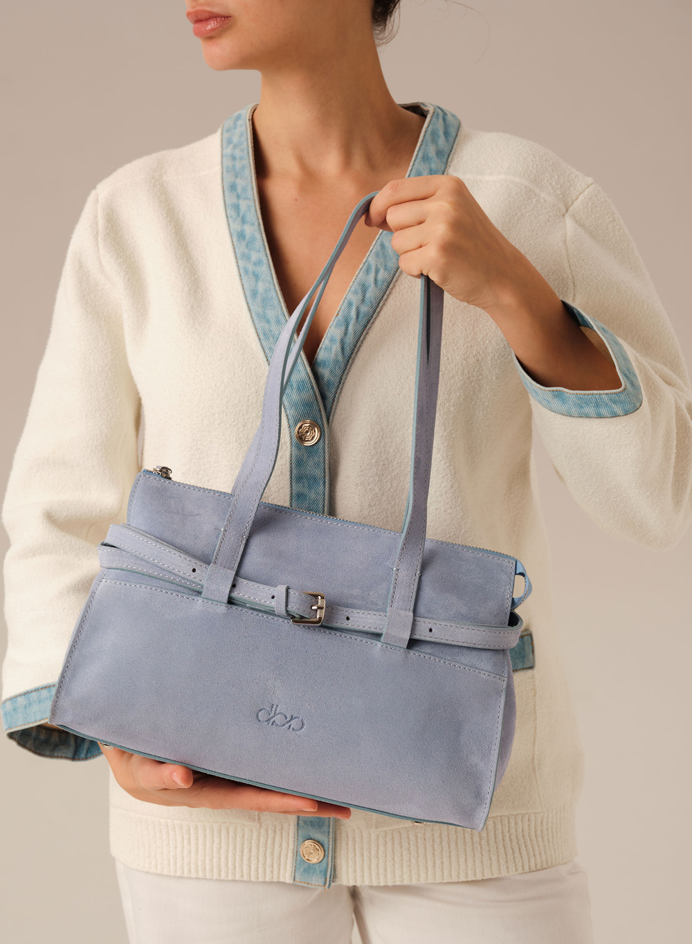 Замшевая сумка DBR Rumi mini 31400 туманно-голубой