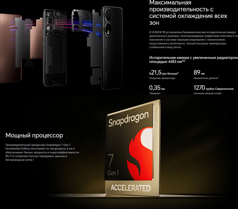 Смартфон HONOR 90 8/256 ГБ Global для РФ, Dual nano SIM, midnight black