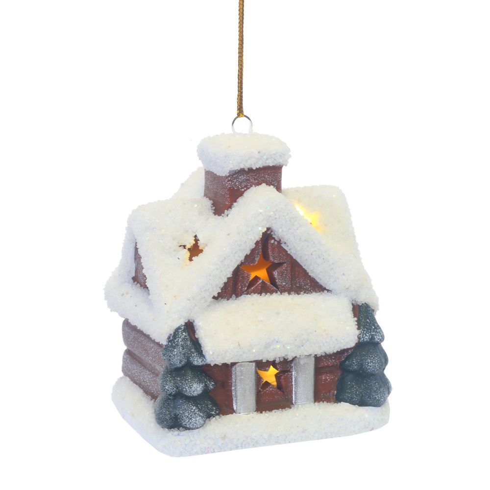 GAEM Украшение новогоднее "Домик" с подсветкой (LR44 2 шт), L7 W5 H8 см, 3в.
