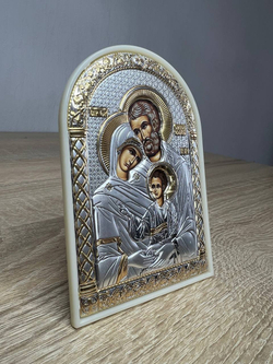 Св. Семейство, икона арочная, пластик белый 80х115