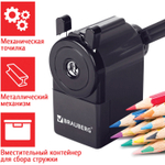 Точилка механическая BRAUBERG "JET" металлический механизм корпус черный (2 штуки в упаковке)