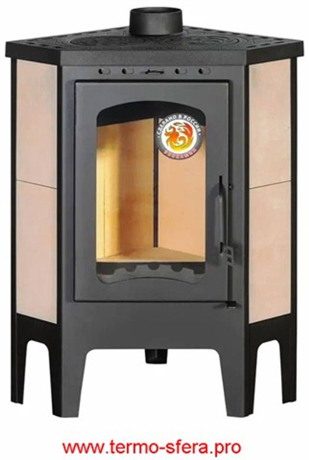 Печь-камин БАВАРИЯ УГЛОВАЯ с плитой