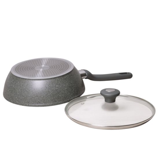 Сотейник 24 см. из алюминия с крышкой Kamille KM-4275GR с мраморным покрытием