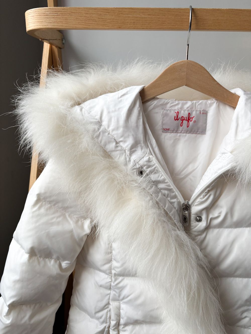 Пуховое пальто Il Gufo со съемной меховой опушкой, 116