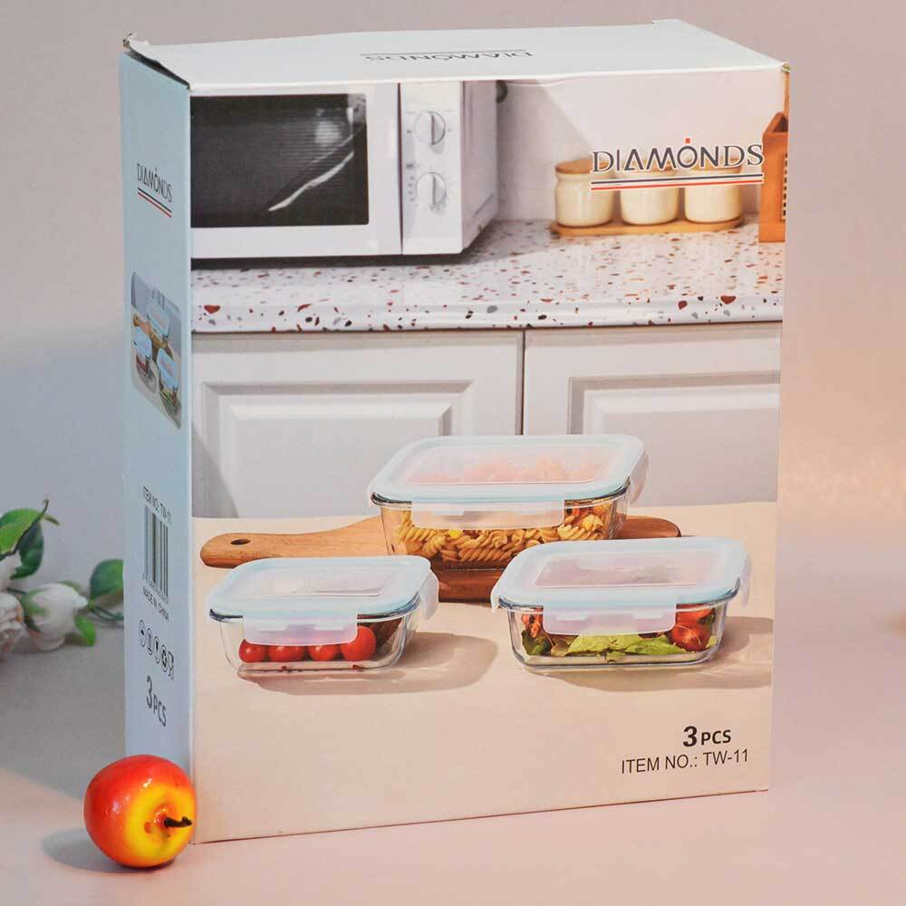 Набор емкостей для хранения продуктов 3 предмета (350мл, 620мл, 1030мл), TW-11