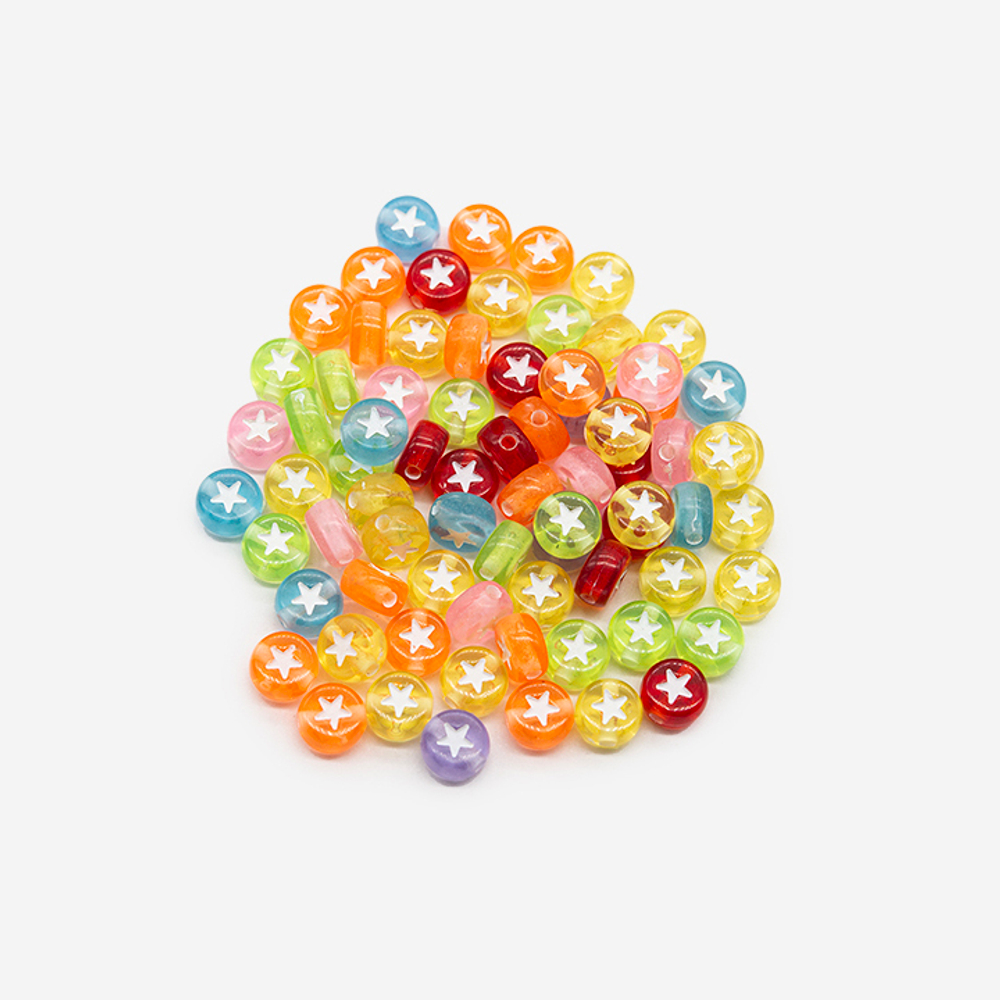 Бусины "Звездочки", 6,7мм, микс цветов, акрил
