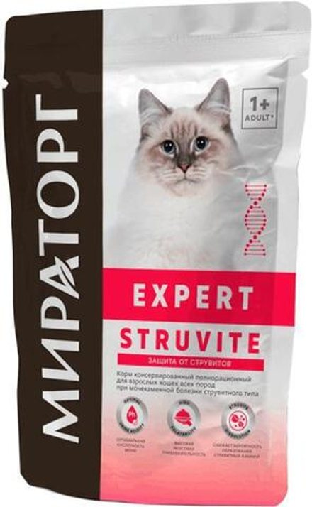 Мираторг 80гр Expert Struvite Корм для кошек, при мочекаменной болезни струвитного типа