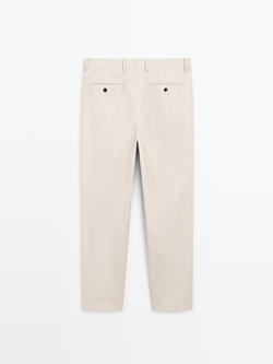 Massimo Dutti Брюки из смесовой хлопковой саржи, песочный