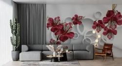 Фотообои виниловые на флизелиновой основе Polimar "Драгоценные лилии 3D", Арт. 14-503, 400см х 270см (ШхВ)