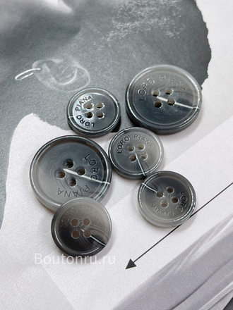Пуговицы ЛП. на прокол серые с градиентом и белой прожилкой