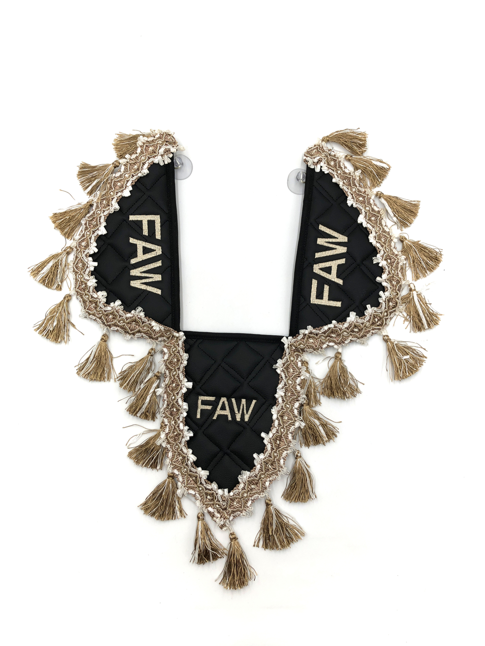 Вымпел тройной FAW (экокожа, черный с бежевыми кисточками)