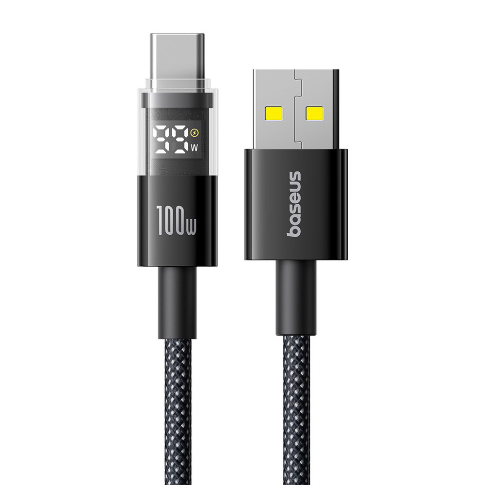 USB-A - USB-C Кабель Baseus Display 2 Charging+Data 100W 1-2m - Cosmic Black