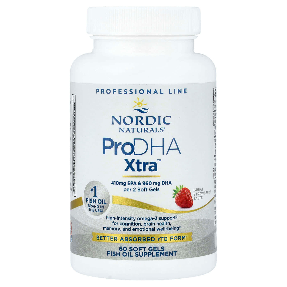 Nordic Naturals, ProDHA Xtra™, с клубникой, 60 капсул
